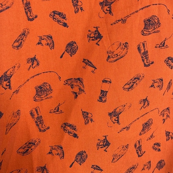 Eddie Bauer | Men's Orange Fishing Print Button Down Shirt Size Large NWT - Picture 4 of 6